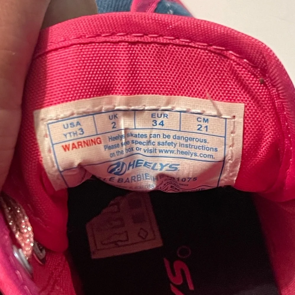 Heelys x Barbie Hustle High Top Denim Pink Roller Shoes - Youth Size 3